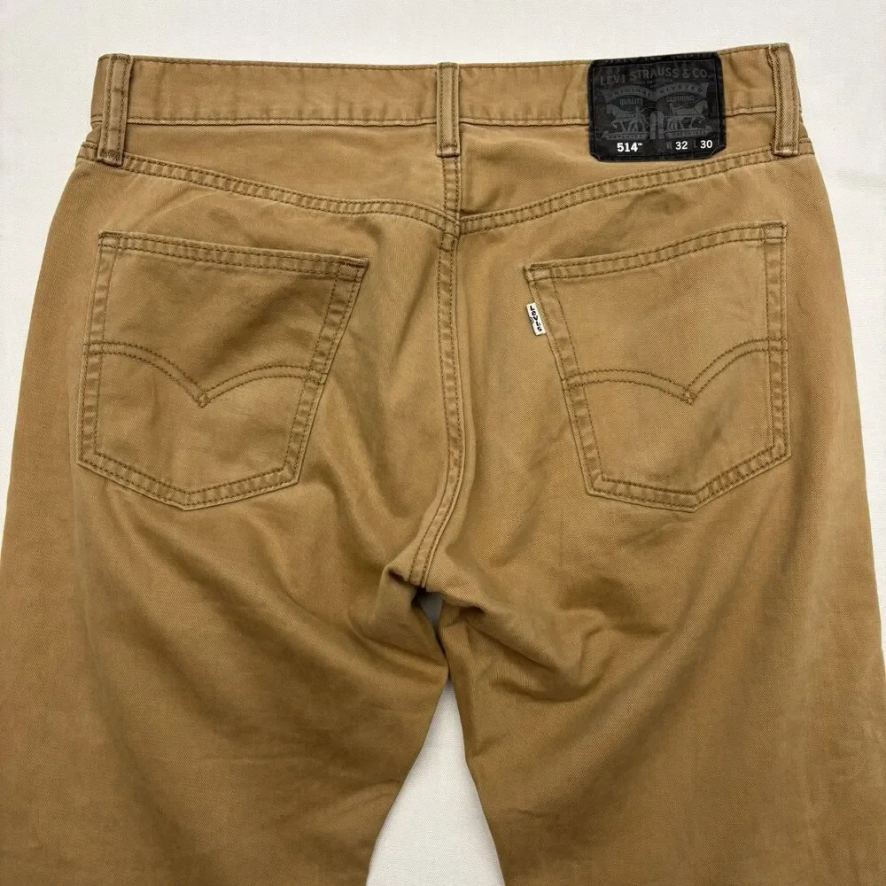 Levi’s 514 Straight Fit 32x30 Brown Stretch Jeans Mens Classic Mid Rise Casual